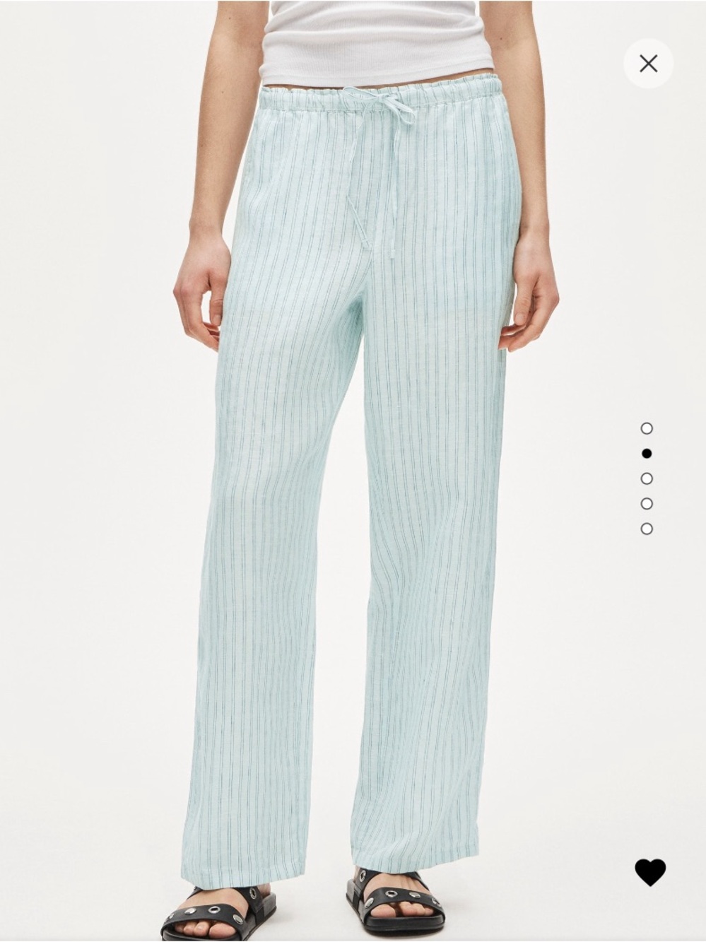 NWT J Crew Soleil Pant in Striped Linen Lt Blue XS Straight Wide Leg Relaxed